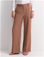 Sportscraft Straight Leg Trousers with Linen Brown