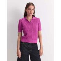 Sportscraft Pure Cotton Pointelle Knitted Polo Top Magenta