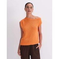 Sportscraft Cotton Blend Textured Knitted Top Orange