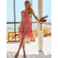 SOSANDAR Paisley V-Neck Knee Length Tiered Dress Red Mix