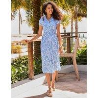 SOSANDAR Abstract Print Twist Detail Midi Shirt Dress Blue Mix
