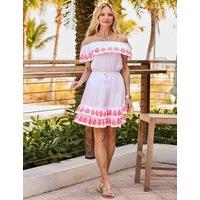 SOSANDAR Embroidered Knee Length Beach Dress White Mix
