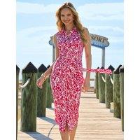 SOSANDAR Animal Print Ruched Midi Shirt Dress Pink Mix