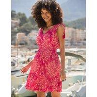 SOSANDAR Paisley V-Neck Knee Length Waisted Dress Pink