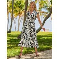 SOSANDAR Floral Midi Waisted Shirt Dress Black Mix