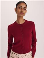 SABA Crew Neck Button Front Cardigan Dark Red