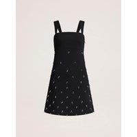 SABA Beaded Square Neck Mini Shift Dress Black