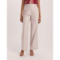 SABA Wool Rich Pleat Front Straight Leg Trousers Oatmeal