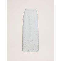 SABA Embellished Midi A-Line Skirt White