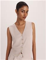 SABA Sparkly V-Neck Button Through Knitted Vest Champagne
