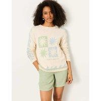 FatFace Pure Cotton Patterned Textured Jumper Ivory Mix