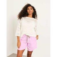 FatFace Pure Cotton Pointelle Crew Neck Jumper White Mix