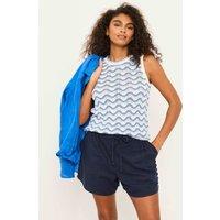 FatFace Pure Cotton Striped Knitted Tank Top Blue Mix
