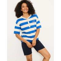 FatFace Pure Cotton Striped Top Blue Mix