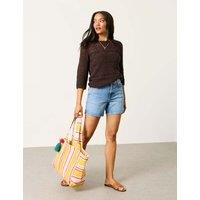FatFace Pure Cotton Pointelle Crew Neck Jumper Brown Mix