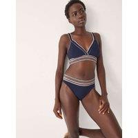 Monsoon Embroidered Triangle Bikini Top Navy