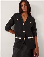 Monsoon V-Neck Button Front Longline Cardigan Black