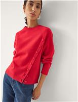 Monsoon Crew Neck Button Detail Jumper Red