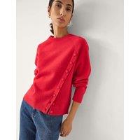 Monsoon Crew Neck Button Detail Jumper Red