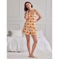 Chelsea Peers Cotton Rich Sunshine Tile Print Cami Short Pyjama Set Light Cream