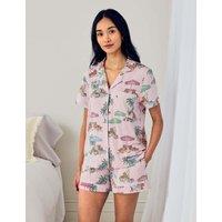 Chelsea Peers Modal Lounging Leopards Print Short Pyjama Set Pink