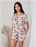 Chelsea Peers Modal Lounging Leopards Print Short Pyjama Set Pink