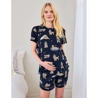 Chelsea Peers Maternity Bedtime Dog Printed Shortie Set Navy