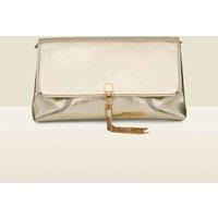 SOSANDAR Metallic Tassel Detail Clutch Bag Gold