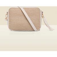 SOSANDAR Raffia Cross Body Bag Ivory