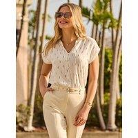SOSANDAR Printed Tie Neck Top White Mix