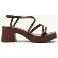 Nobody's Child Leather Strappy Low Block Heel Sandals Black