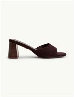 Nobody's Child Suede Block Heel Mules Brown