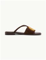 Suede Disc Flat Sandals