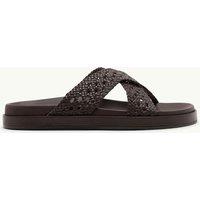 Nobody's Child Leather Weave Cross Strap Sliders Brown