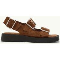 Nobody's Child Suede Buckle Strappy Flat Sandals Brown