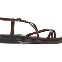 Nobody's Child Leather Strappy Flat Sandals Brown