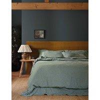 Piglet In Bed Pure Linen Gingham Duvet Cover Green Mix