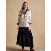Joules Pure Cotton Broderie Maxi Tiered Skirt Black