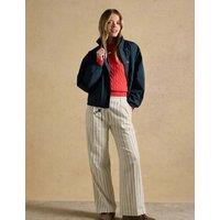 Joules Linen Rich Striped Wide Leg Trousers Cream Mix