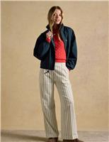 Joules Linen Rich Striped Wide Leg Trousers Cream Mix