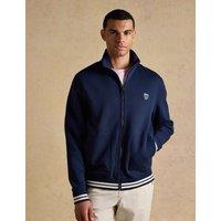 Joules Cotton-Rich Zip Through Sweatshirt Navy