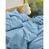 Piglet In Bed Washed Cotton Striped Duvet Cover Blue Mix