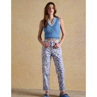 Joules Toile Landscape Print Mid Rise Straight Jeans Blue Mix