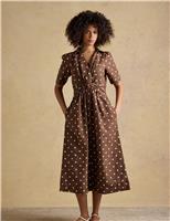 Linen Rich Floral Knot Midaxi Shirt Dress