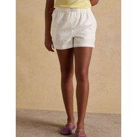 Joules Pure Cotton Broderie Shorts White