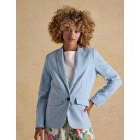 Joules Linen Rich Single Breasted Blazer Light Blue