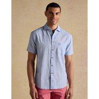 Joules Regular Fit Linen Blend Striped Shirt Blue Mix
