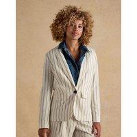 Joules Linen Rich Single Breasted Blazer Cream