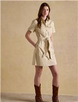 Cotton Rich Belted Utility Shirt Dress