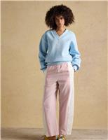 Joules Pure Cotton Striped Wide Leg Trousers Pink Mix